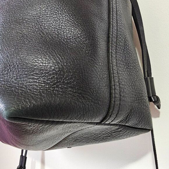 EUC MADEWELL BLACK LEATHER TRANSPORT DRAWSTRING TOTE LARGE - Picture 6 of 16